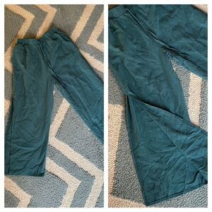 Shein Turquoise Split Leg Linen Pants Cropped Size Small Boho Hippie